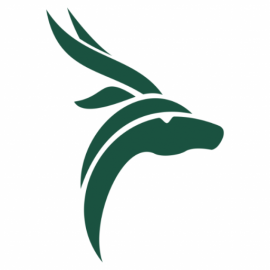 A stylized gazelle head used as a logo